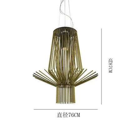 Gold-toned metal allegro ritmico chandelier with modern geometric design for hotel living room and bar lighting