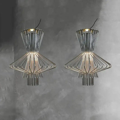 Modern chrome wireframe pendant lights with geometric tiered design in decorbites allegro ritmico chandelier for hotel bar