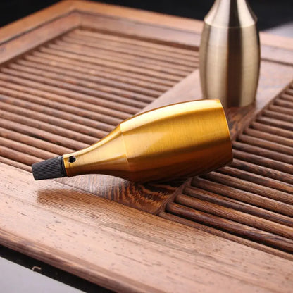 Golden brass tea light holder with black textured cap paired with decorbites aluminum base e27 led lamp holder