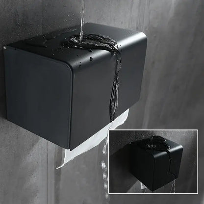 Decorbites™ aluminum black wall-mounted toilet paper rack with matte finish and modern design paper rack stand