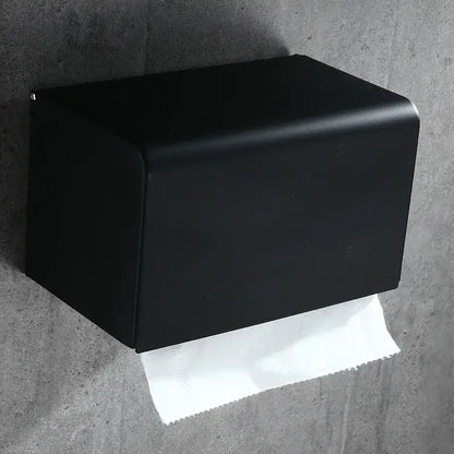 Decorbites aluminum black matte toilet paper rack stand with sleek rectangular metal design for bathroom wall mounting