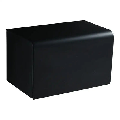 Black rectangular aluminum toilet paper rack stand with smooth matte finish for wall-mounted bathroom use