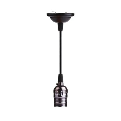 Black matte aluminum DecorBites™ lamp holder pendant light with industrial metal base and stem in four colors