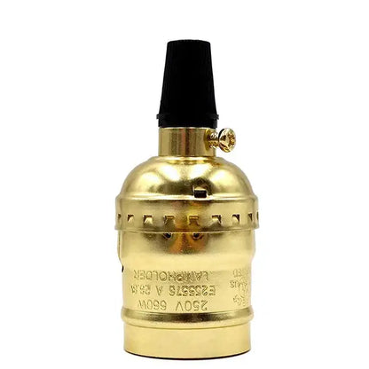 Decorbites aluminum e27 lamp holder pendant light with brass lamp holder, black plastic cap, and gold-toned metal screw mechanism