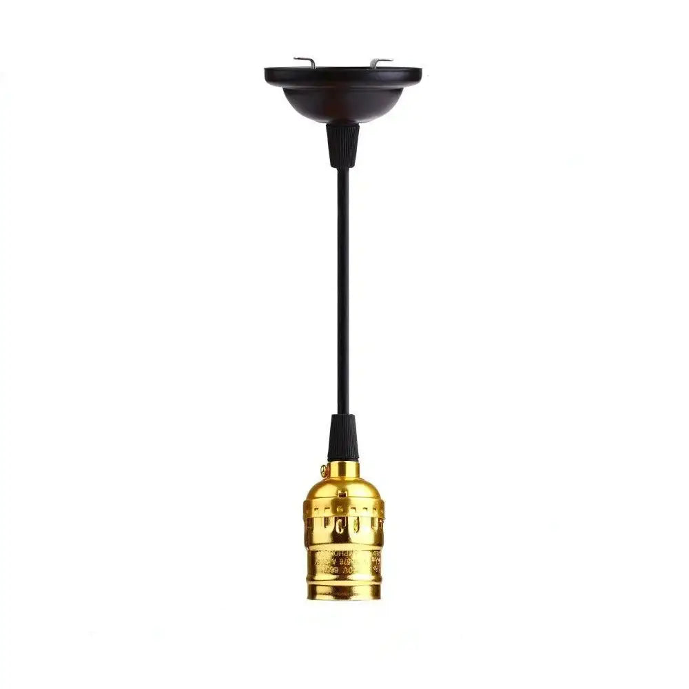 Gold-colored vintage-style aluminum lamp holder pendant light with black cord and mounting base by DecorBites™