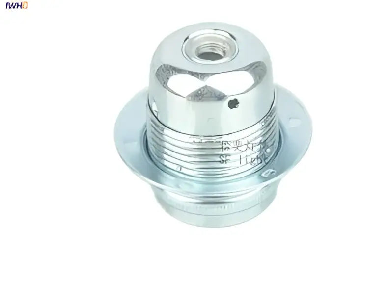 Chrome-finished metal aluminum e27 lamp holder with threaded body and flanged base vintage fitting socket lampholder
