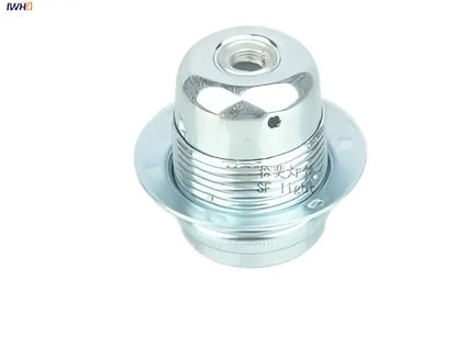 Chrome-finished metal aluminum e27 lamp holder with threaded body and flanged base vintage fitting socket lampholder