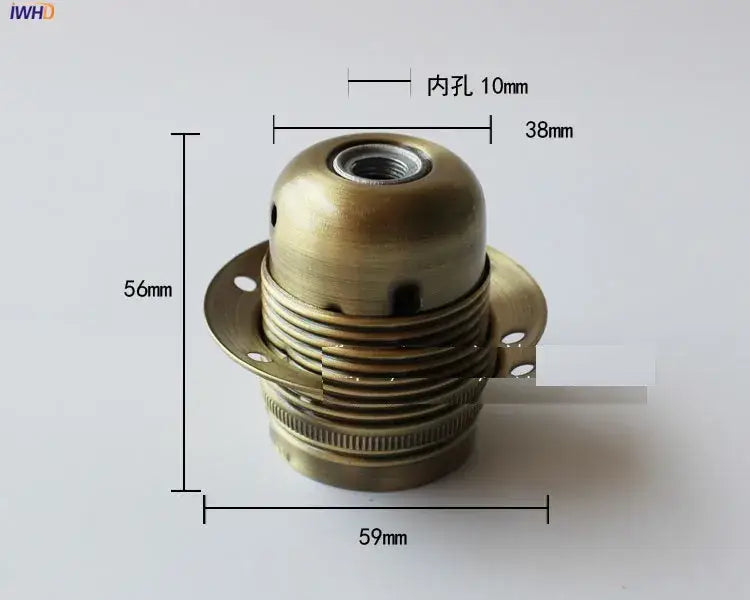 Brass-colored vintage-style aluminum lamp holder with threaded base and flanged mounting plate for vintage fitting use