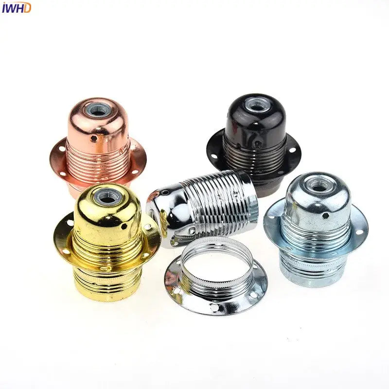 Decorbites aluminum e27 lamp holder vintage fitting socket bases in copper black gold and chrome with flanged mounting plates