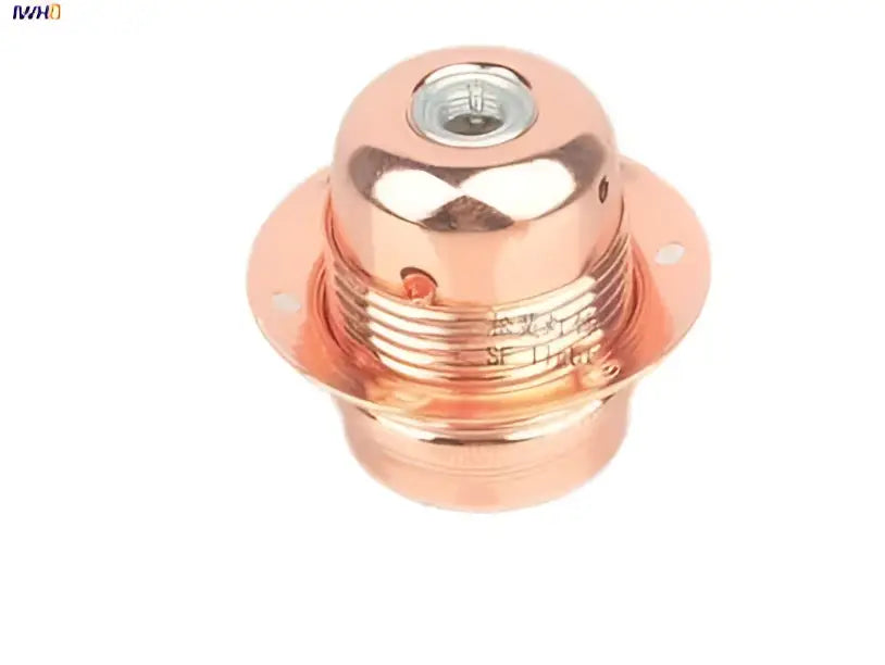 Copper-colored aluminum lamp holder vintage fitting socket with threaded metal body and flanged base for DecorBites