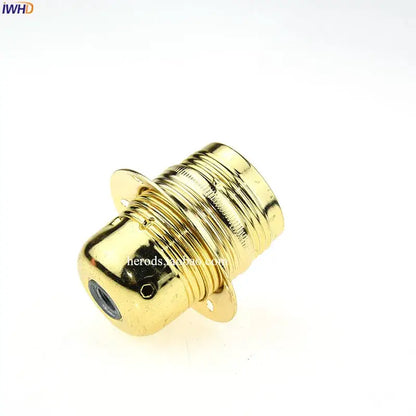 Gold-colored aluminum decorbites™ e27 lamp holder vintage fitting socket with threaded design and flanged base