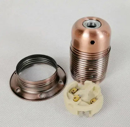 Decorbites aluminum e27 lamp holder vintage fitting with copper finish threaded metal base and mounting flange