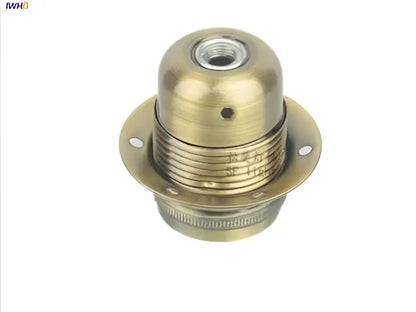 Brass-colored aluminum e27 lamp holder vintage fitting socket with flanged base and decorative ridged collar