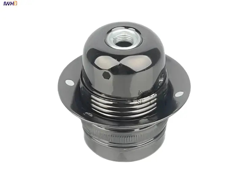 Chrome finished aluminum lamp holder vintage fitting with E27 socket threaded base and flanged mounting plate