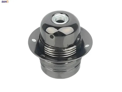 Chrome finished aluminum lamp holder vintage fitting with E27 socket threaded base and flanged mounting plate
