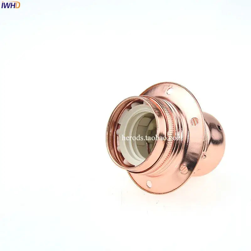 Rose gold metallic decorbites™ aluminum e27 lamp holder vintage fitting with white ceramic interior and threaded collar