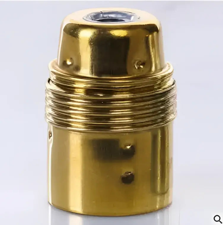 Gold-colored aluminum e27 lamp holder with threaded design and central hole for bulb insertion from decorbites lamp base