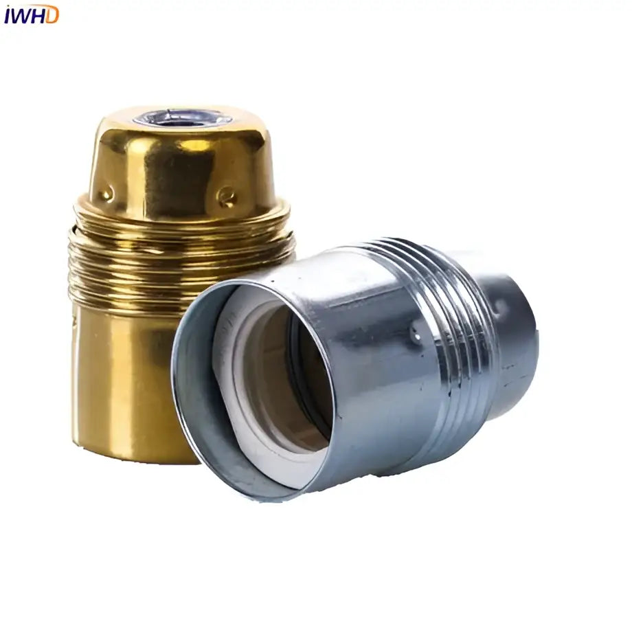 Decorbites aluminum e27 lamp holder metallic gold and silver vintage retro lamp base with threaded exterior adapters