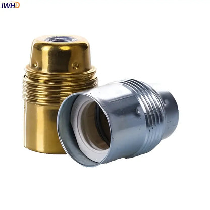 Decorbites aluminum e27 lamp holder metallic gold and silver vintage retro lamp base with threaded exterior adapters