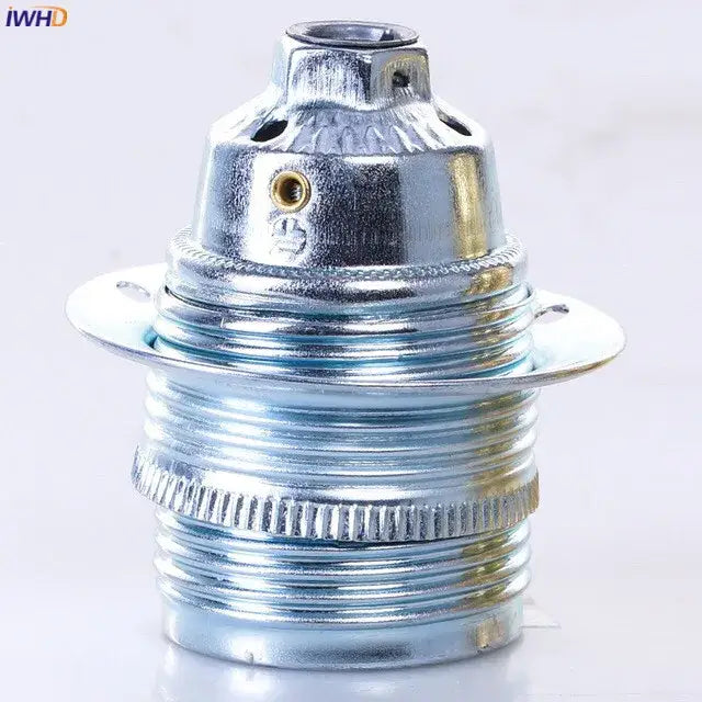 Decorbites aluminum e27 lamp holder vintage retro silver metal lamp base with threaded ridged design for light bulb