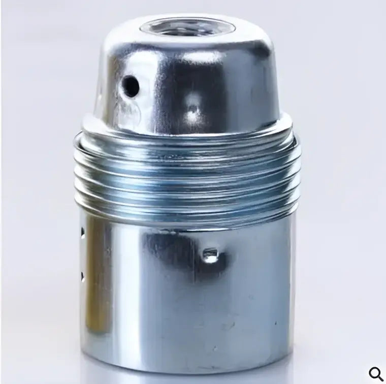 Silver metallic DecorBites™ aluminum e27 lamp holder with threaded design and small mounting holes lamp base