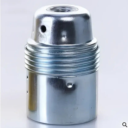 Silver metallic DecorBites™ aluminum e27 lamp holder with threaded design and small mounting holes lamp base
