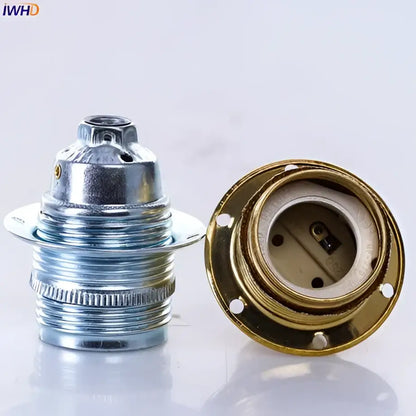 Decorbites aluminum e27 lamp holder with brass finish metal base and ceramic insulator for vintage retro lamp base
