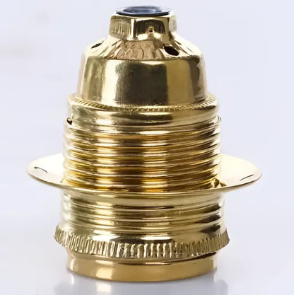 Gold-colored brass e27 lamp holder with textured threaded design and blue gemstone cap for decorbites lamp base
