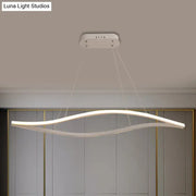 Modern white led drop pendant lamp with sleek curved aluminum design in black white for 110v-120v lighting