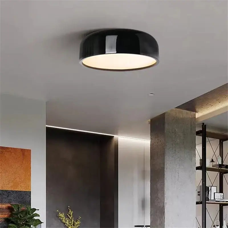 Decorbites™ aluminum led ceiling lamp with black round glossy finish and warm white illuminated center for living room