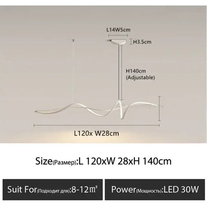 DecorBites™ aluminum led chandelier with flowing white metal design and adjustable height for modern indoor lighting