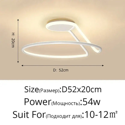 Modern white aluminum led chandelier with sleek minimalist interlocking rings for bedroom and kitchen lighting fixtures