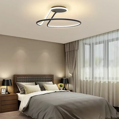 Modern black and white aluminum led chandelier with sleek minimalist design for bedroom and kitchen lighting fixtures