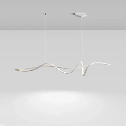 Decorbites aluminum pendant light chandelier with sleek white wave design and minimalist metal suspension for dining room
