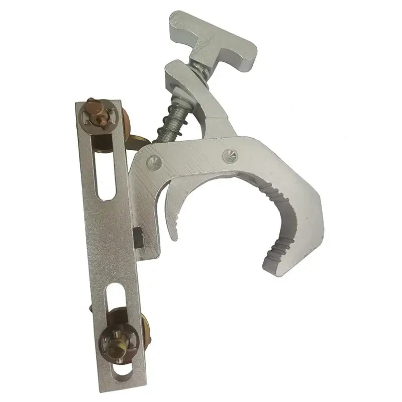 Silver aluminum stage lamp hook with adjustable screw and textured grip for 230w 200w mobile head beam lamps