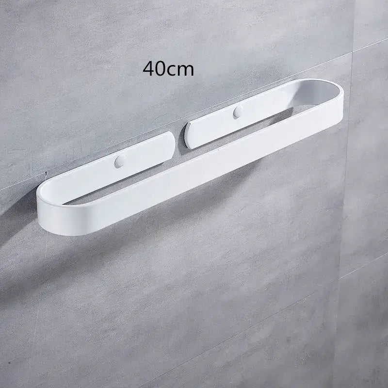White sleek 40cm long wall mounted towel holder with smooth plastic finish for decorbites aluminum towel bar