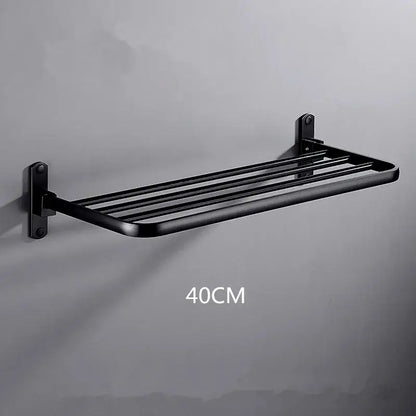 Black metal decorbites aluminum towel rack with five parallel bars and sleek modern design for bathroom use