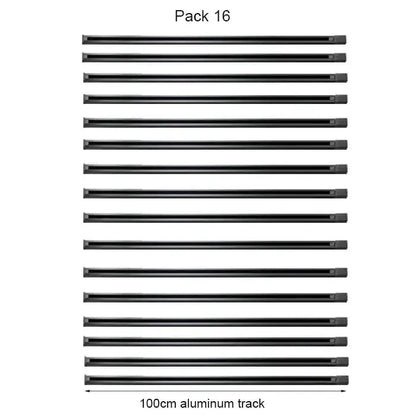 Black 100cm decorbites aluminum track rails pack of 16 made from aluminum for LED spotlight mounting with T-L connector