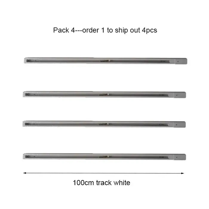 White 100cm decorbites aluminum track rails with sleek metallic rectangular fixtures for led spotlights installation