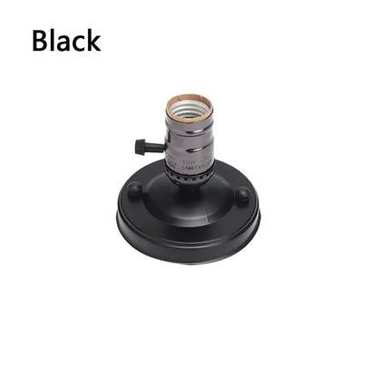Black metal DecorBites aluminum vintage retro e27 socket holder with threaded base and adjustable knob for Edison bulb