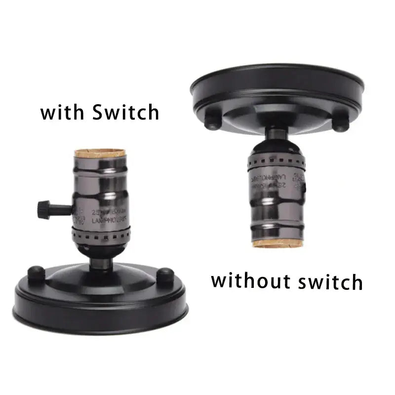 Black matte aluminum vintage retro e27 socket holder with switch option for Edison bulb by DecorBites aluminum vintage