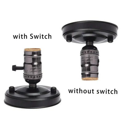Black matte aluminum vintage retro e27 socket holder with switch option for Edison bulb by DecorBites aluminum vintage