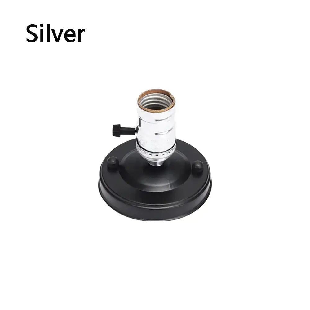 Silver-finished aluminum vintage retro ceiling light fixture with e27 socket and black circular base by decorbites aluminum vintage