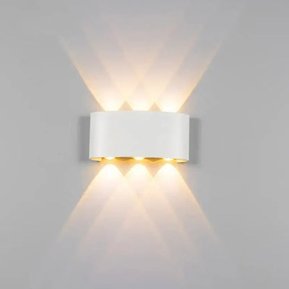 White rectangular decorbites aluminum wall lamp with three warm lights for bedside and living room lighting fixture