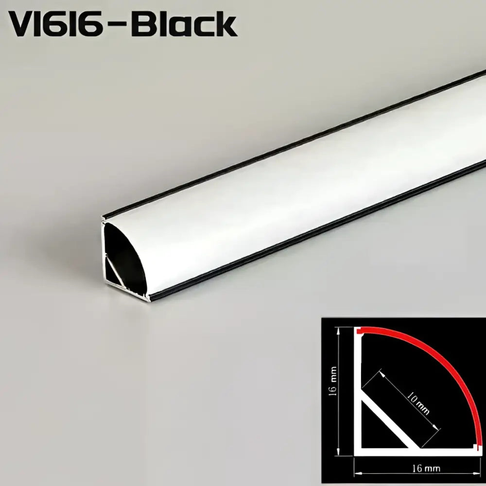 DecorBites™ aluminum profile led strip lights in black vi16-black with a sleek rectangular design and 10mm inner diameter