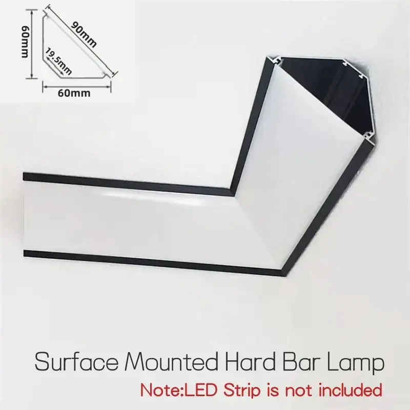 White and black aluminum profile hard bar lamp with sleek angular design for led strip corner beam strip lights