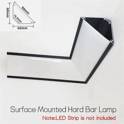 White and black aluminum profile hard bar lamp with sleek angular design for led strip corner beam strip lights