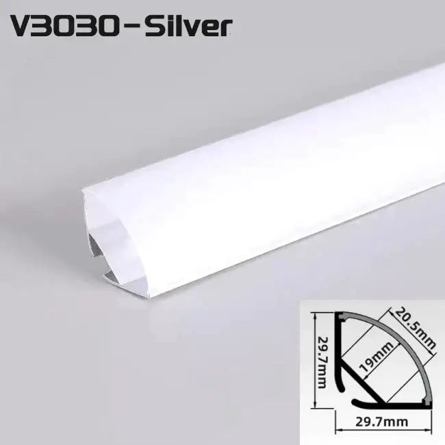Decorbites™ aluminum profile led strip lights silver v3030 with sleek rectangular design and precise dimensions