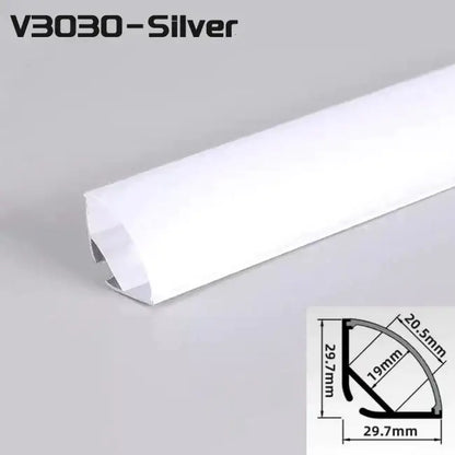 Decorbites™ aluminum profile led strip lights silver v3030 with sleek rectangular design and precise dimensions