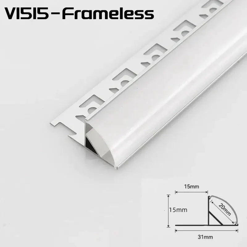 Decorbites™ aluminum profile led strip lights with white frameless design and precise 15mm x 31mm dimensions